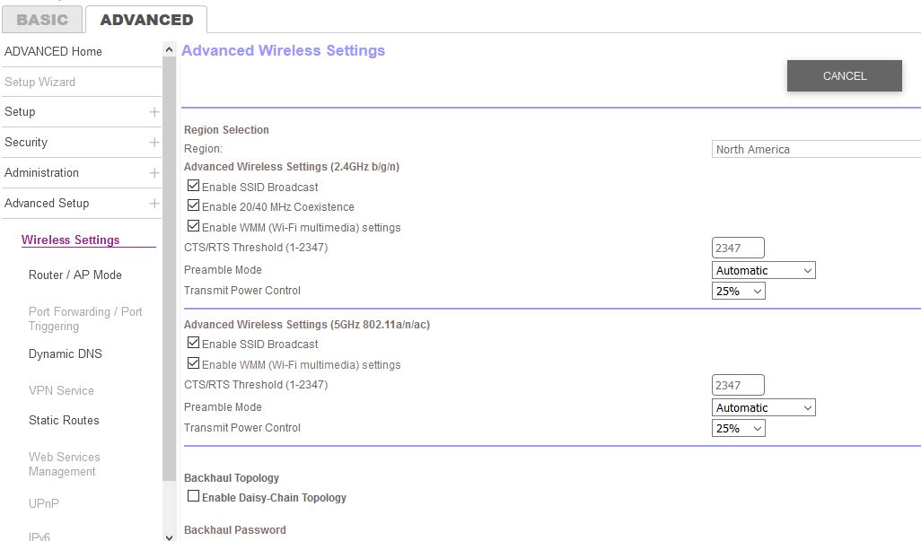 RBR10 in AP mode 5ghz transmit power not adjustabl... NETGEAR Communities