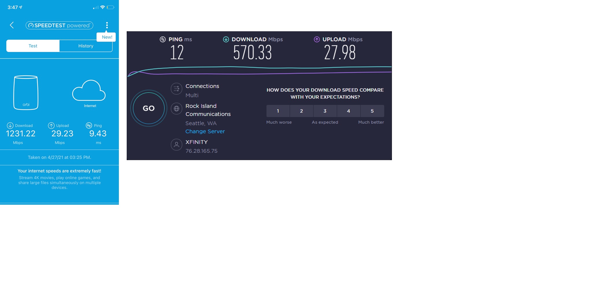 Speedtest vs Orbi Speed Test - NETGEAR Communities