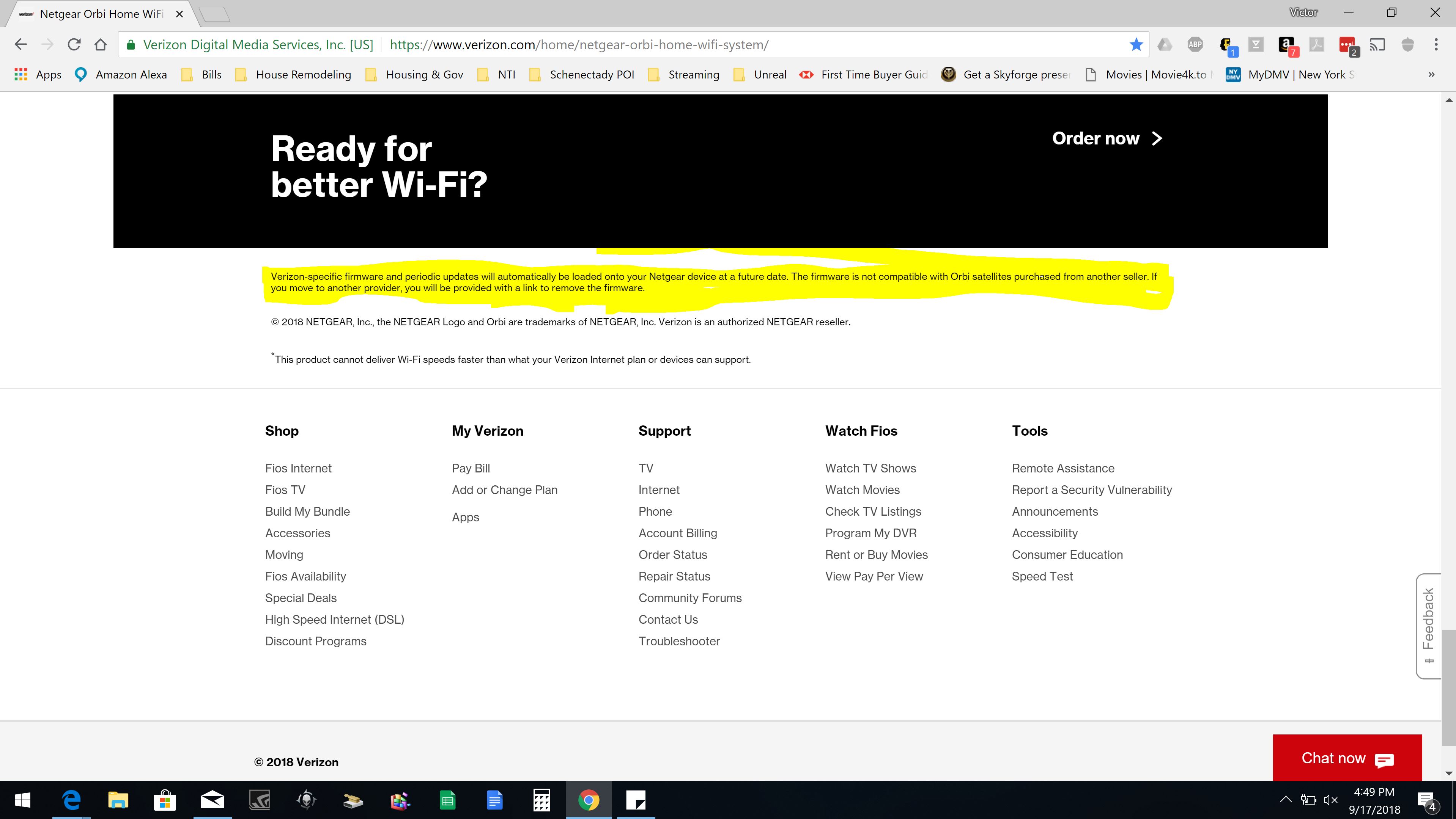 Verizon fios and orbi