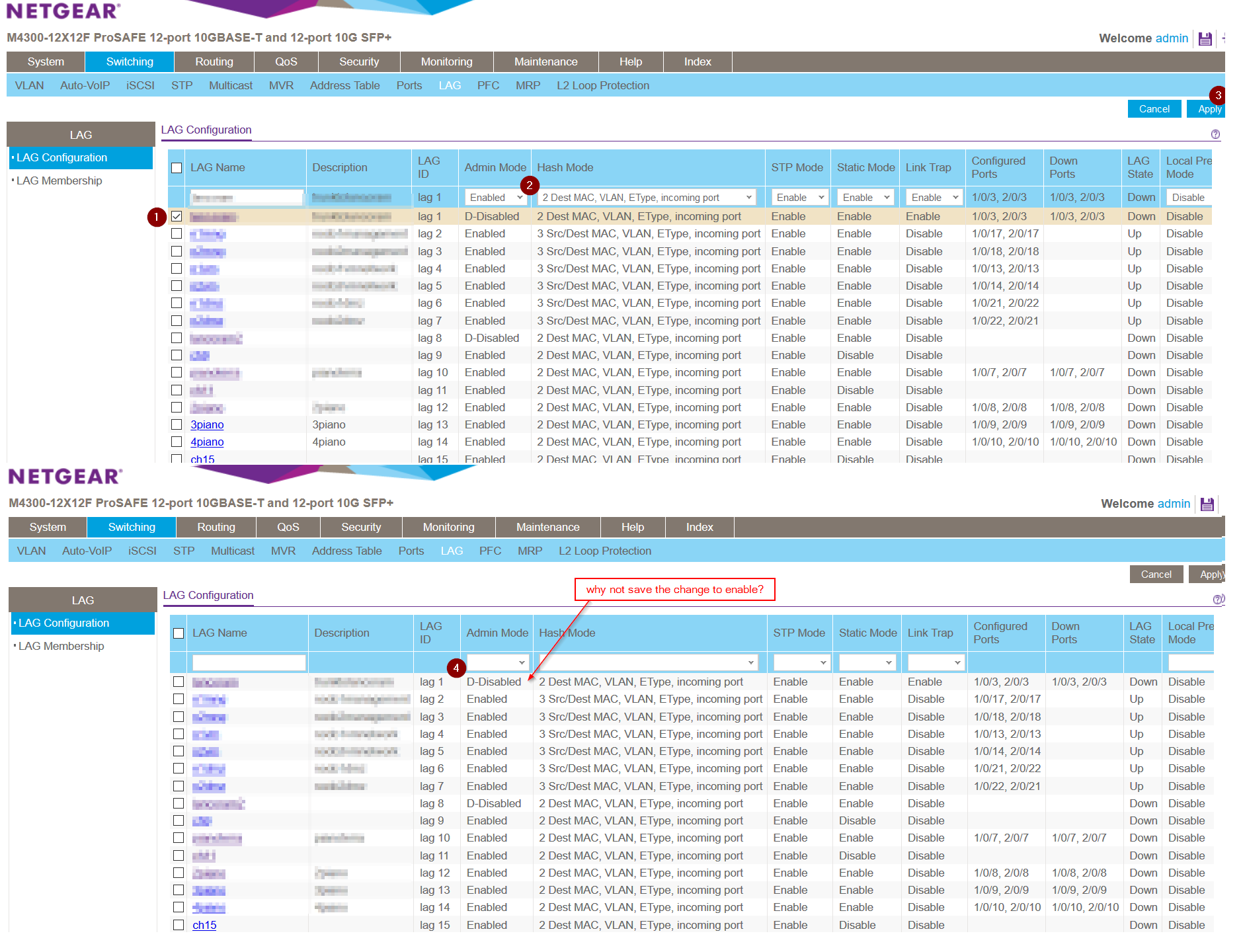 M430012X12F LAG State Admin Mode DDisable NETGEAR Communities