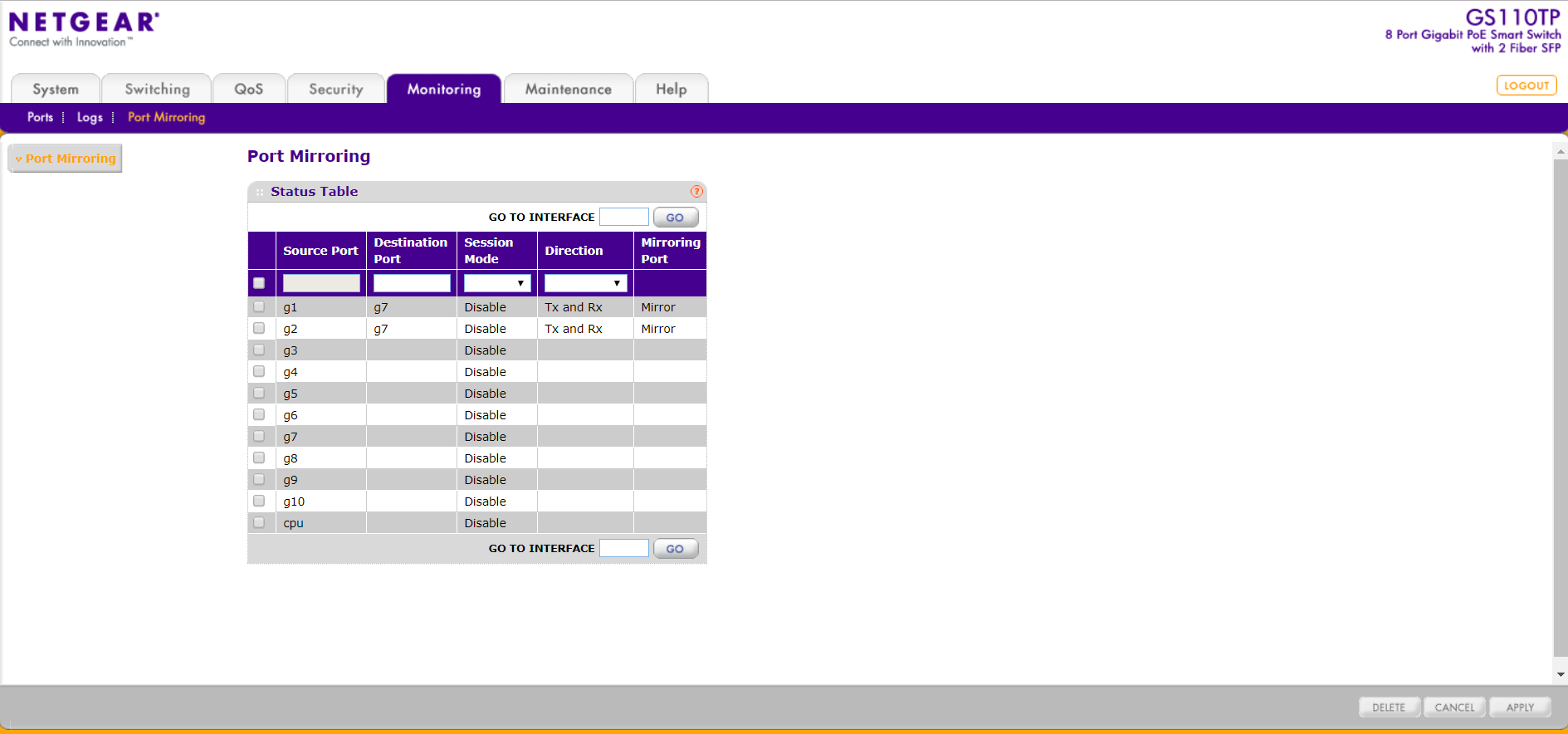 Solved Netgear Gs110tp Port Mirroring Netgear Communities