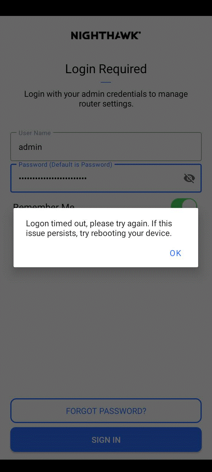 Can't connect or log in through Nighthawk app on A... NETGEAR Communities