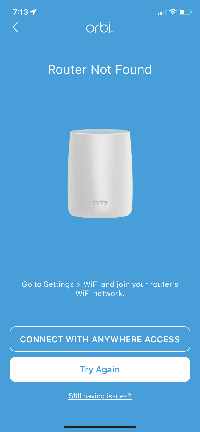 Solved Orbi App completely not working NETGEAR Communities