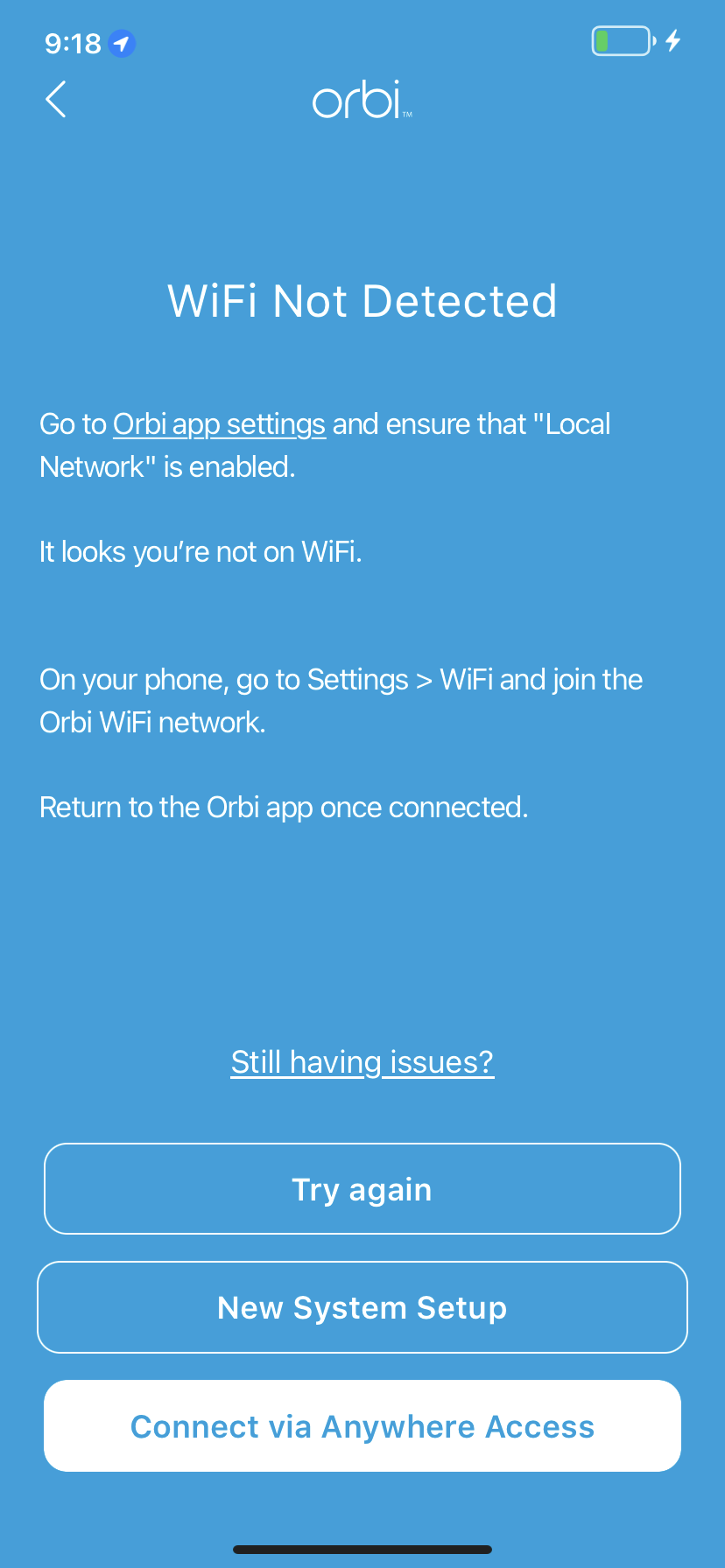 Solved Orbi App completely not working NETGEAR Communities