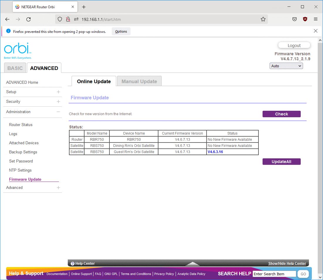 New RBR750 / RBS750 Firmware Version 4.6.7.13 Re... NETGEAR Communities