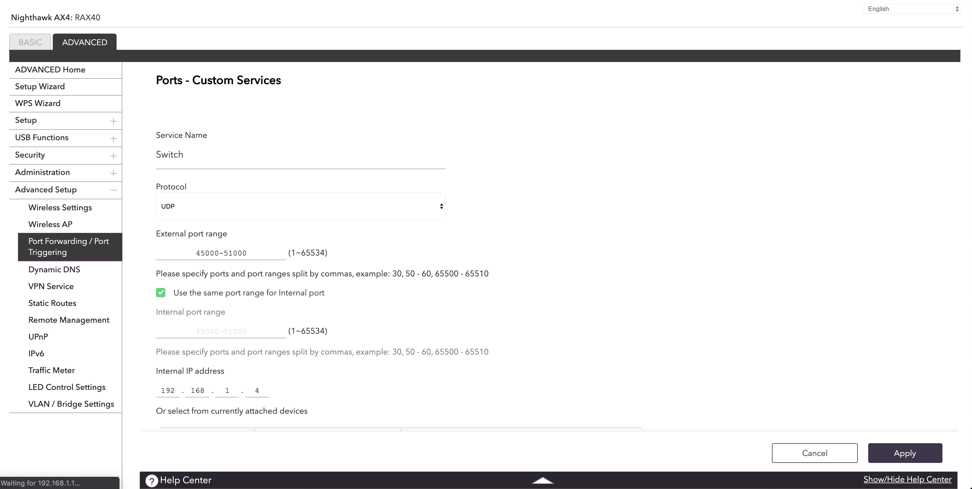 Nighthawk RAX40 Port forwarding not saving NETGEAR Communities