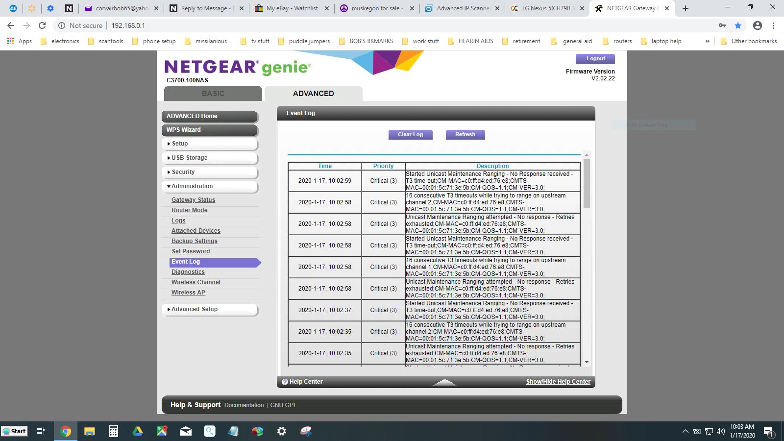Re Netgear C7000 V2 Nighthawk Ac1900 Wifi Cable M Netgear Communities