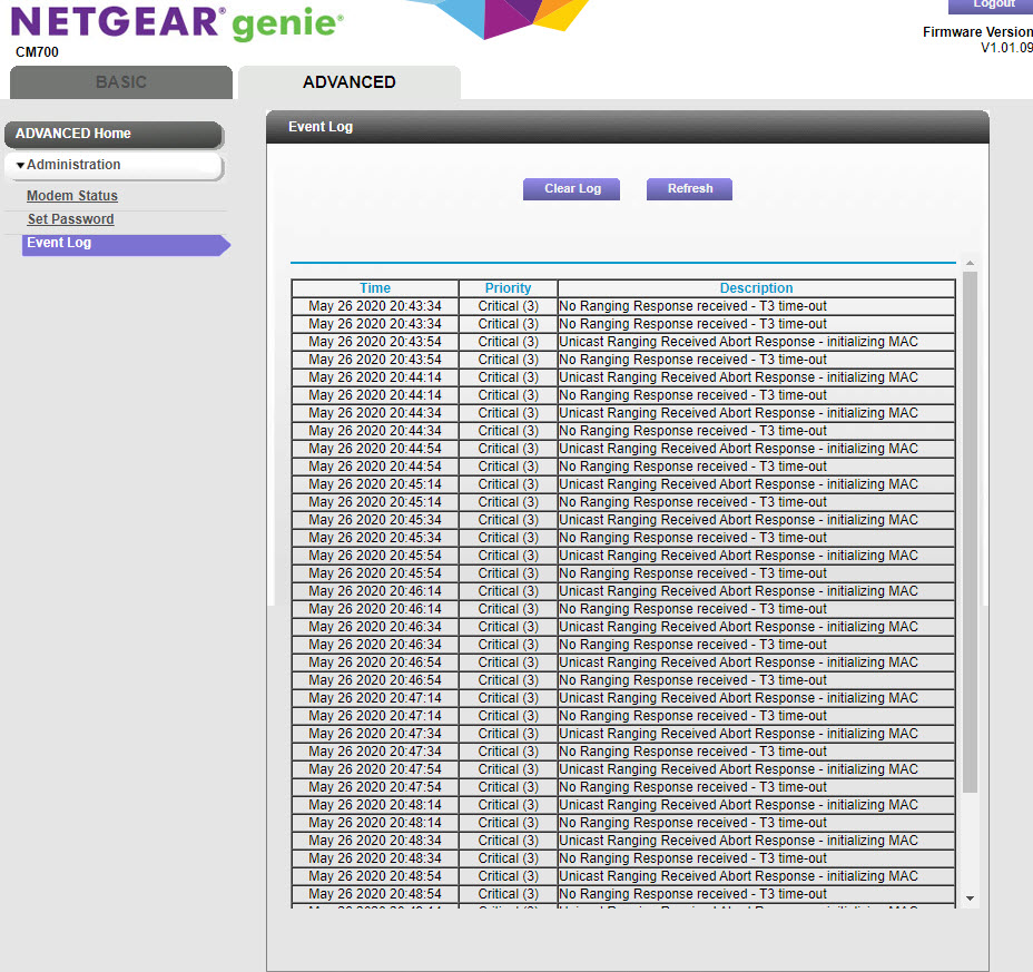 CM 700 Cable Modem drops connection upstream LED... NETGEAR Communities