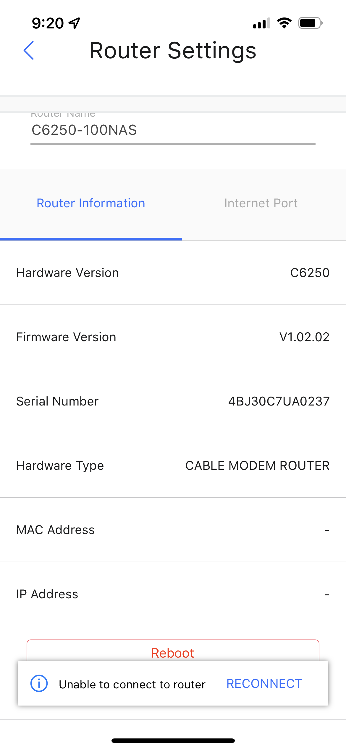 C6250 will not connect NETGEAR Communities