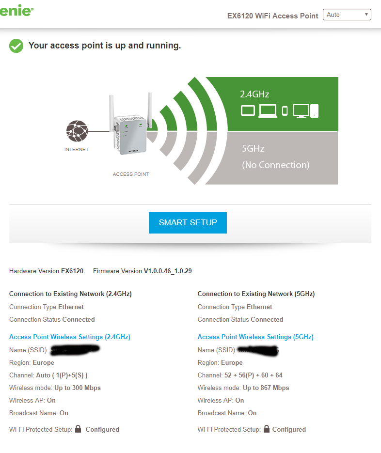 EX6120 not working with 5ghz in access point mode NETGEAR Communities