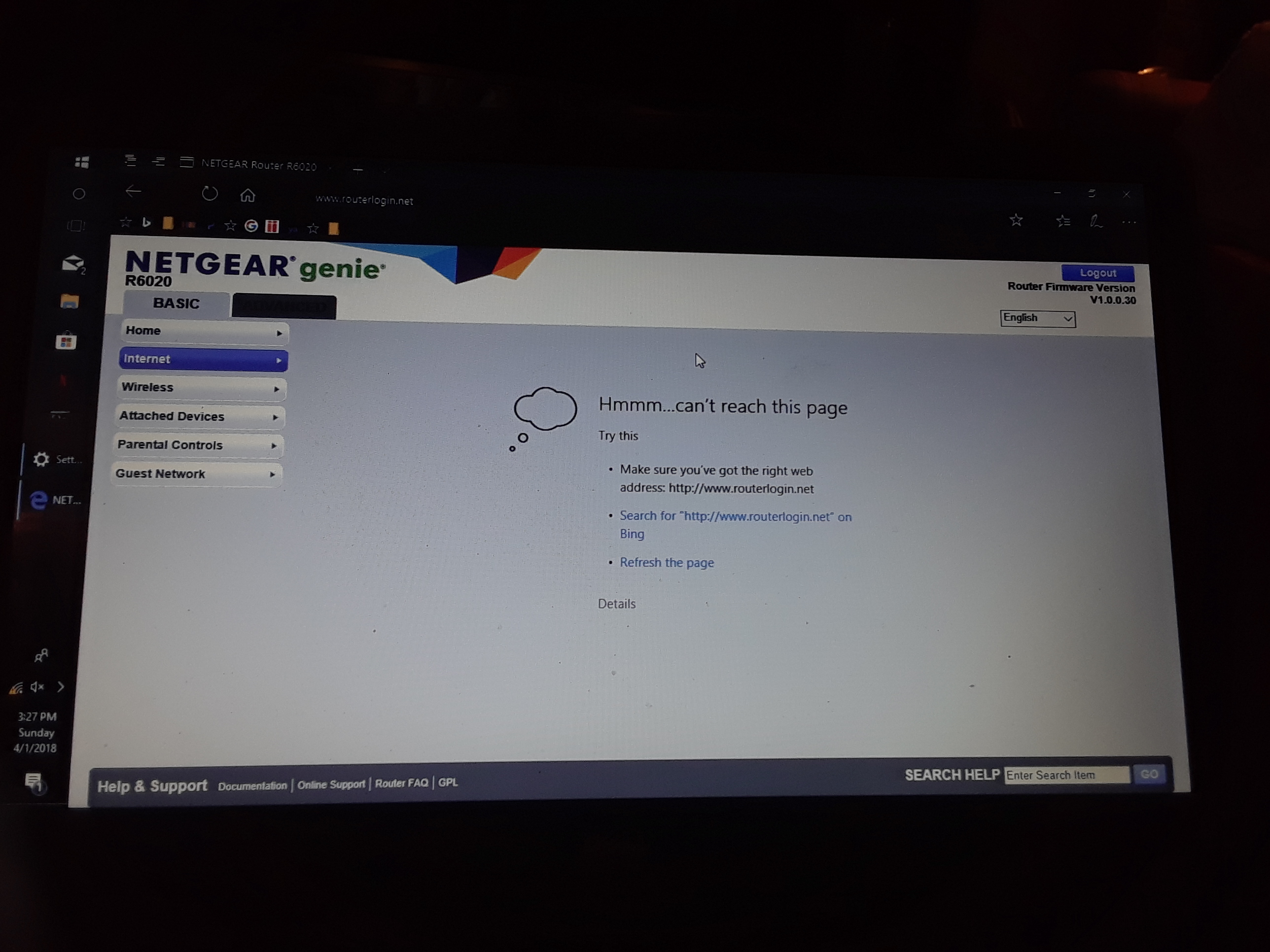 Netgear router cant connect to NETGEAR Communities