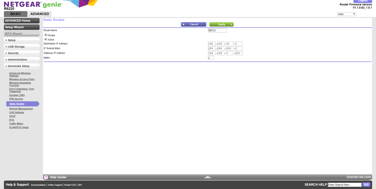 R6220 Loosing Static Route Netgear Communities