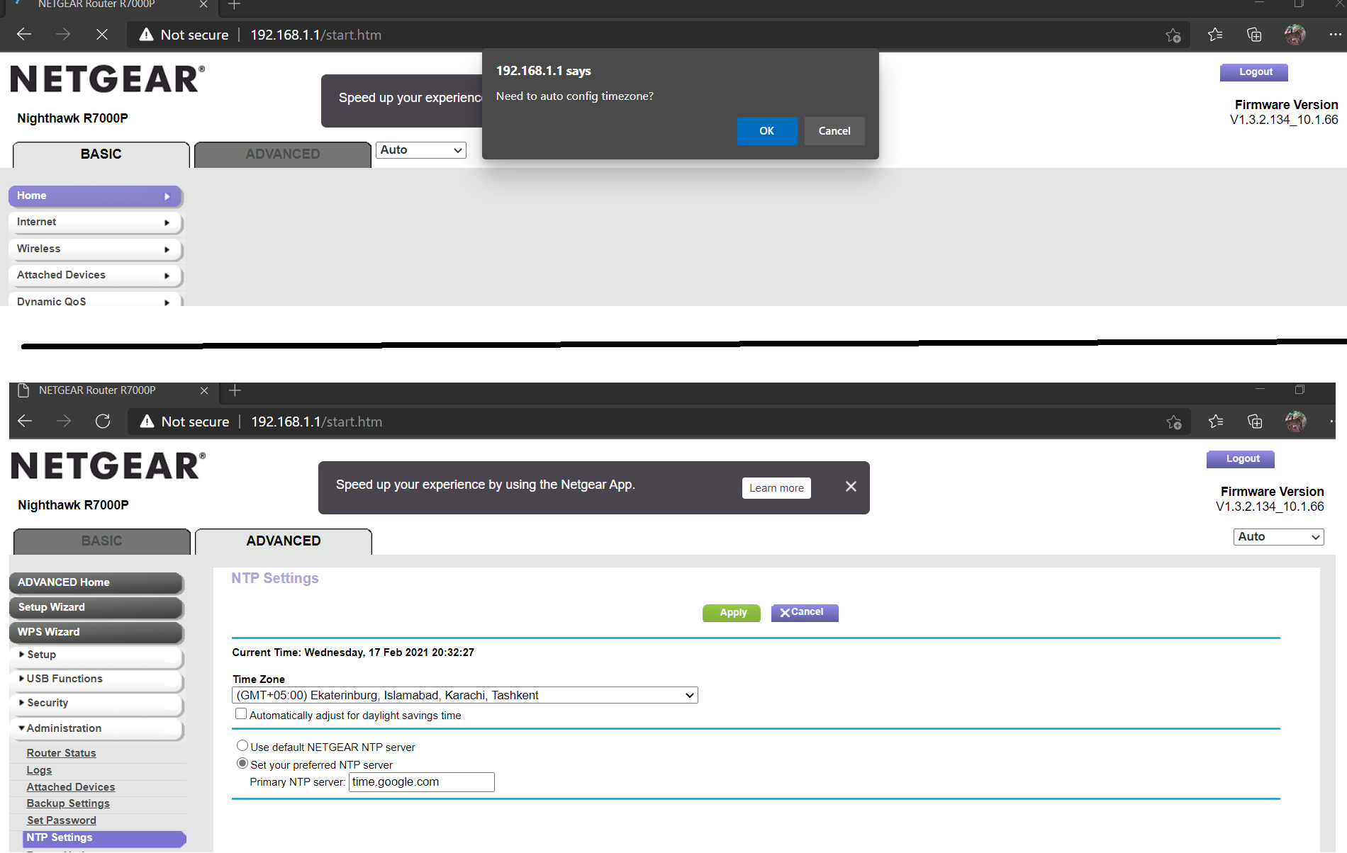 Solved R7000 Time zone settings wrong after using Night... NETGEAR