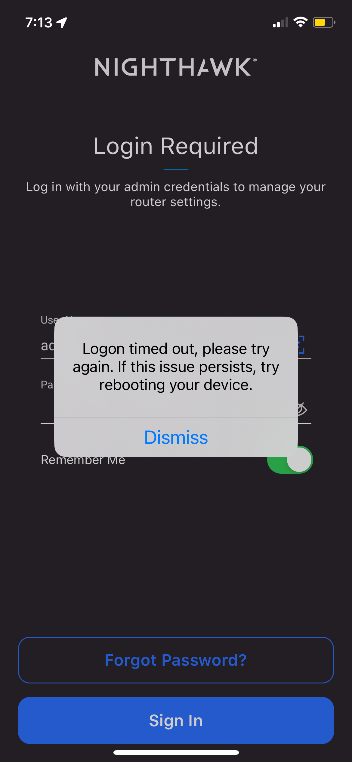 R6700v3 Nighthawk App login timing out NETGEAR Communities
