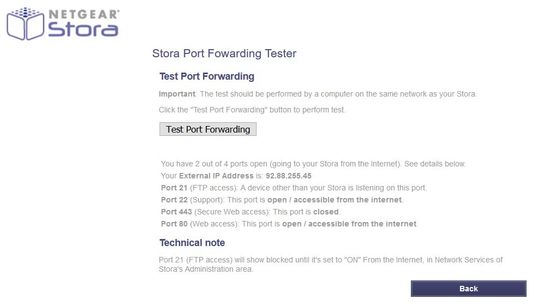 Figure 2 - Access to STORA port forwarding test