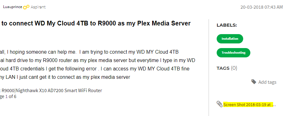 Solved: How to connect WD My Cloud 4TB to R9000 as my Plex... - NETGEAR  Communities