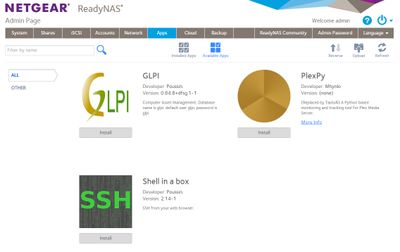 ReadyNAS OS 6.9.3 Listed Apps