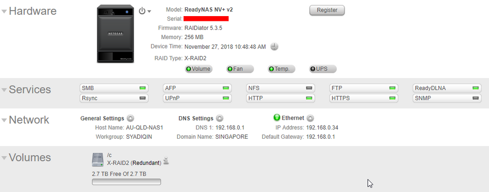 Solved: Cannot connect to ReadyNAS NV+ RND4000v2 Shared Fo... - NETGEAR  Communities