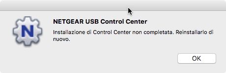 Errore di installazione del Netgear USB Control Center