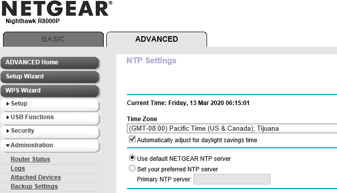 in Netgear Nighthawk R8000P(X6s) NTP server is no... - NETGEAR Communities