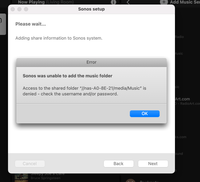 error message from Sonos application