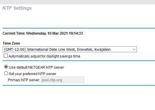 Solved: R7000 - Time zone settings wrong after using Night... - NETGEAR  Communities