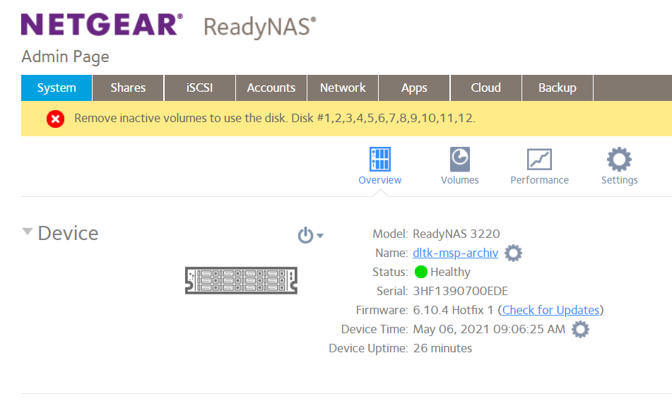 Netgear ReadyNAS 3220 - Archive - System Page.png
