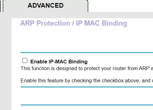 No connection when IP-MAC Binding is on - NETGEAR Communities