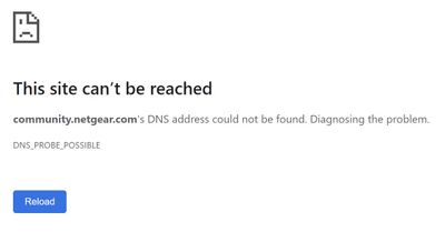 DNS error, fittingly on Netgear Community site
