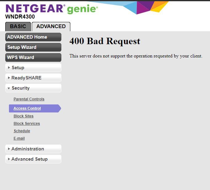 Bad Request 400 from router Genie software on WNDR... - NETGEAR Communities