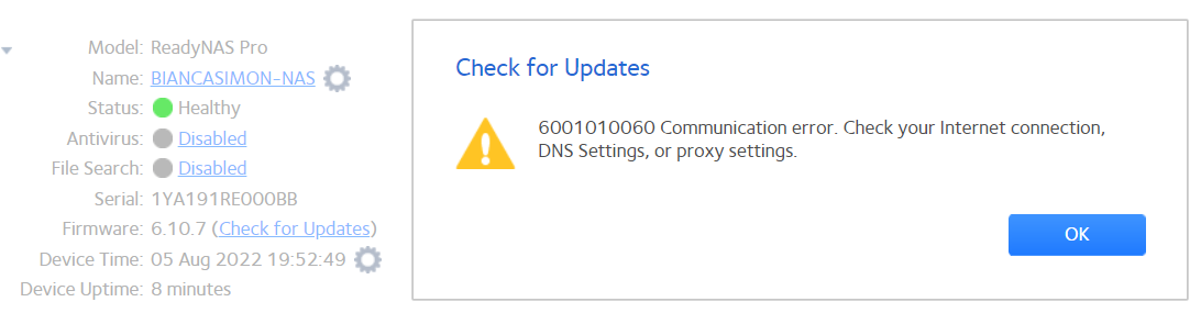 Solved: DNS error message 6001010060 readycloud login and