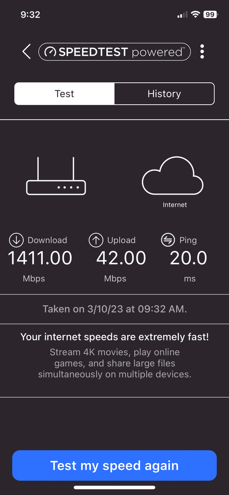 iPhone NG Mobile App Router Speed Test