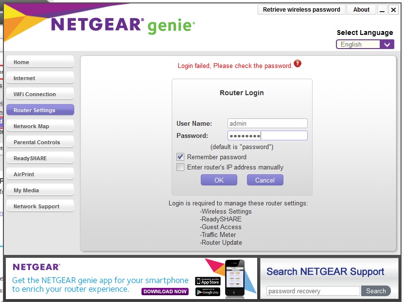 Netgear Genie can't login username password WNDR34... - NETGEAR Communities