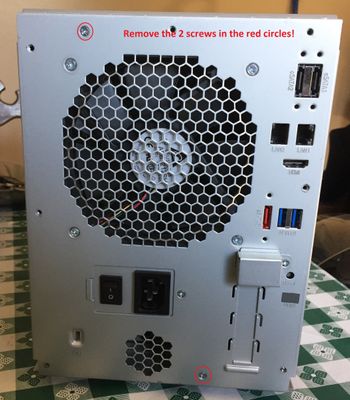Back of NAS to remove screws