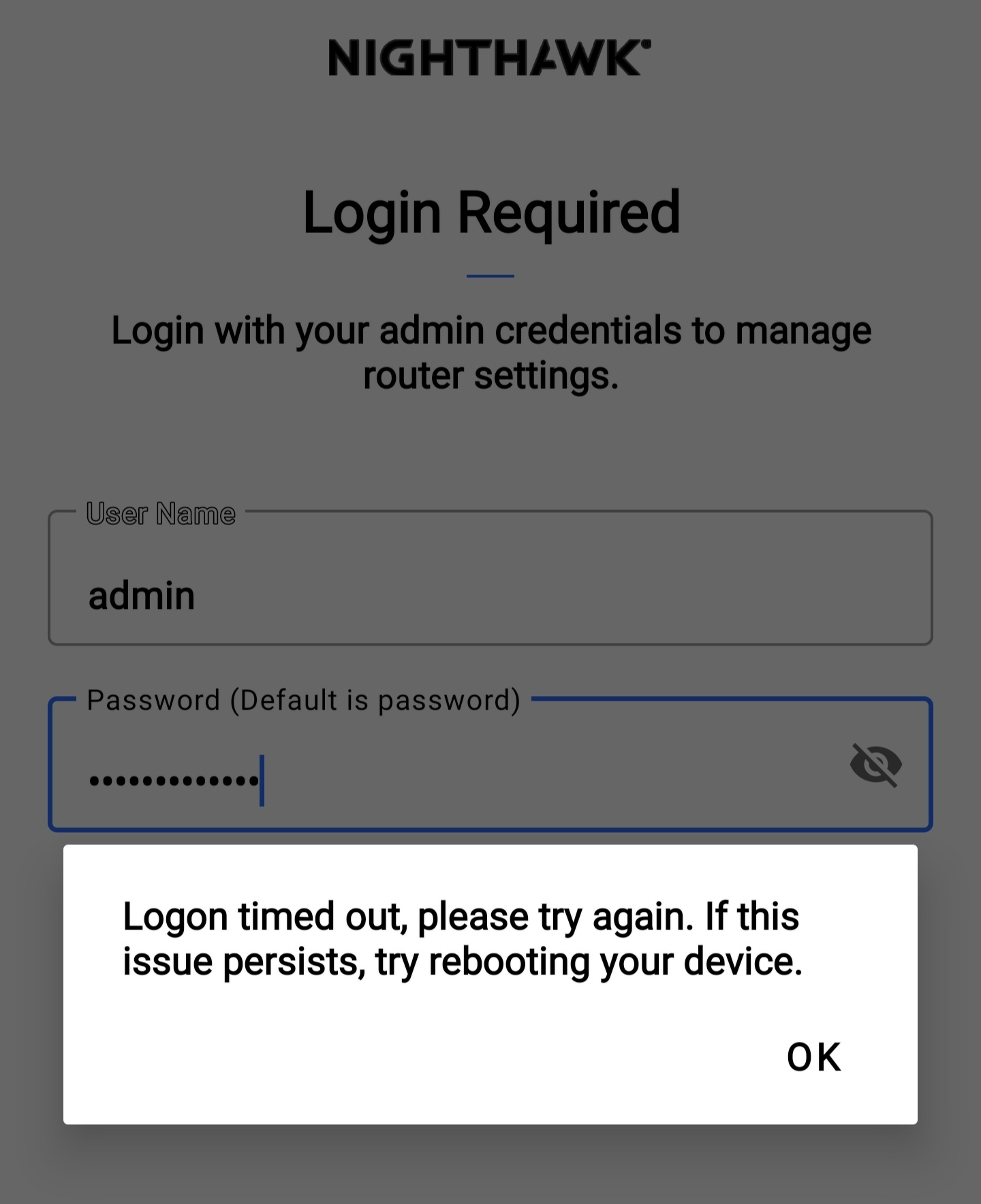 Nighthawk App not logging in on local connection | NETGEAR Communities