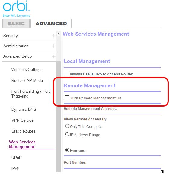 Can't Enable Remote Management (No Page Options) | NETGEAR Communities