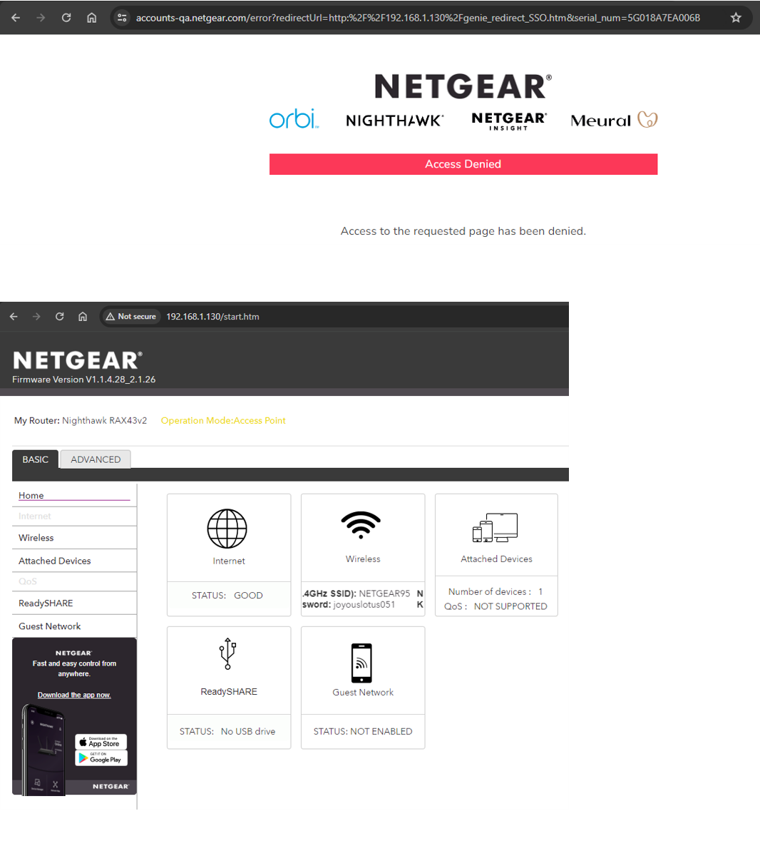 RAX43v2 can't log in to web interface | NETGEAR Communities