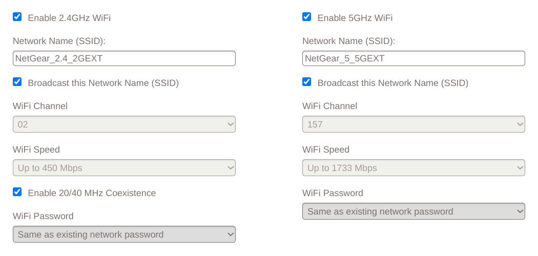 Changing WiFi 2.4g channel number WiFi Extender | NETGEAR Communities