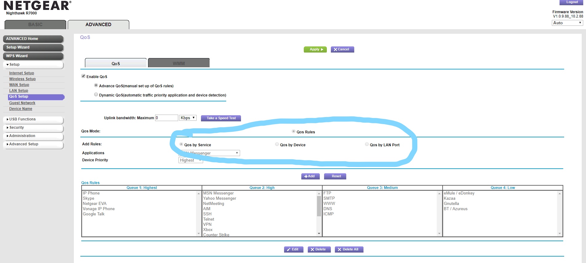 R7000 Qos Issue (the Qos rule and options are greyed out and i cannot ...