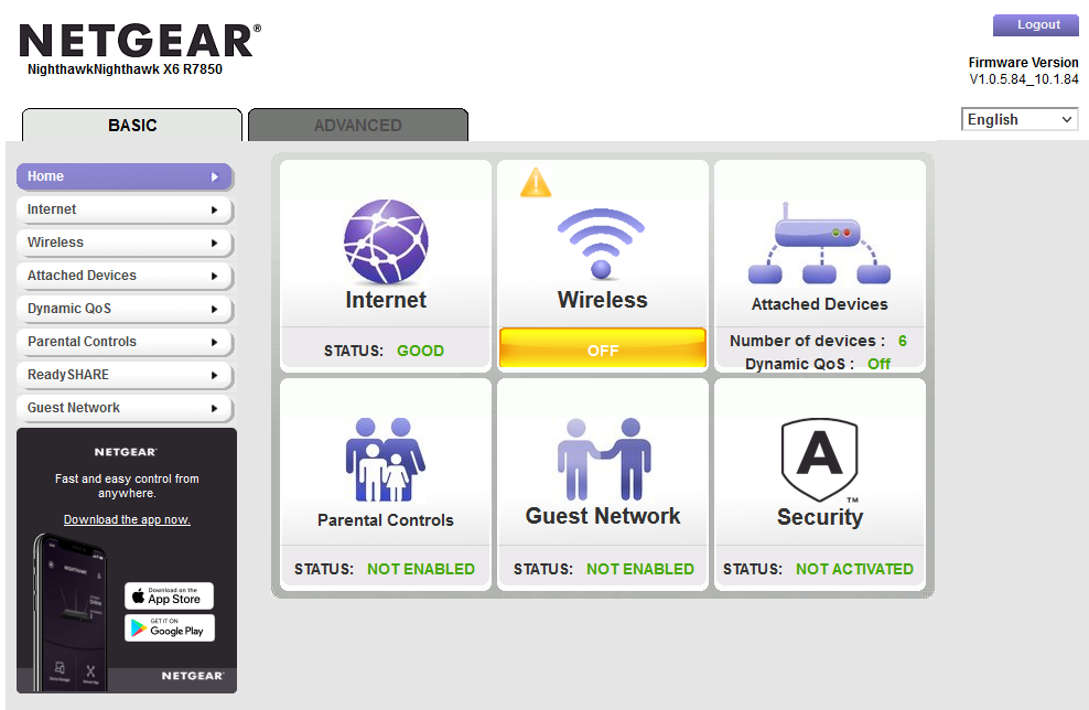 why is my nighthawk x6 r7850 wireless off | NETGEAR Communities
