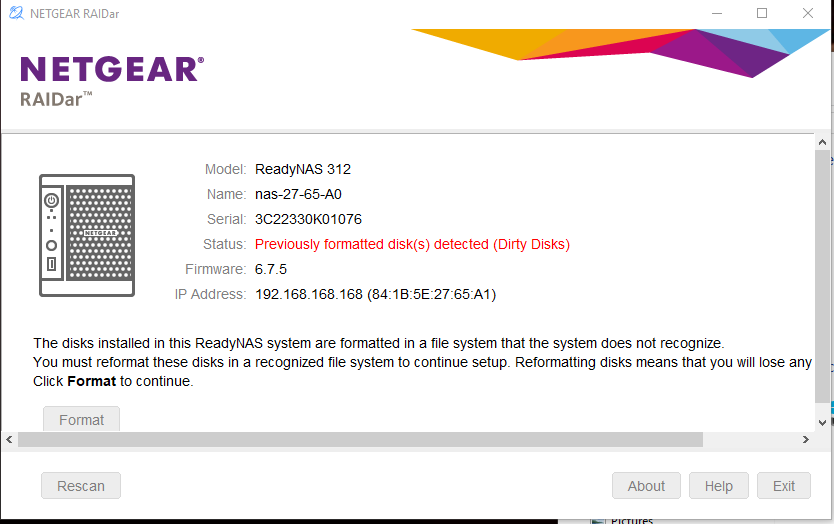 ReadyNas 312 Swapped with 8TB WD, Netgear Storage is not accessible ...