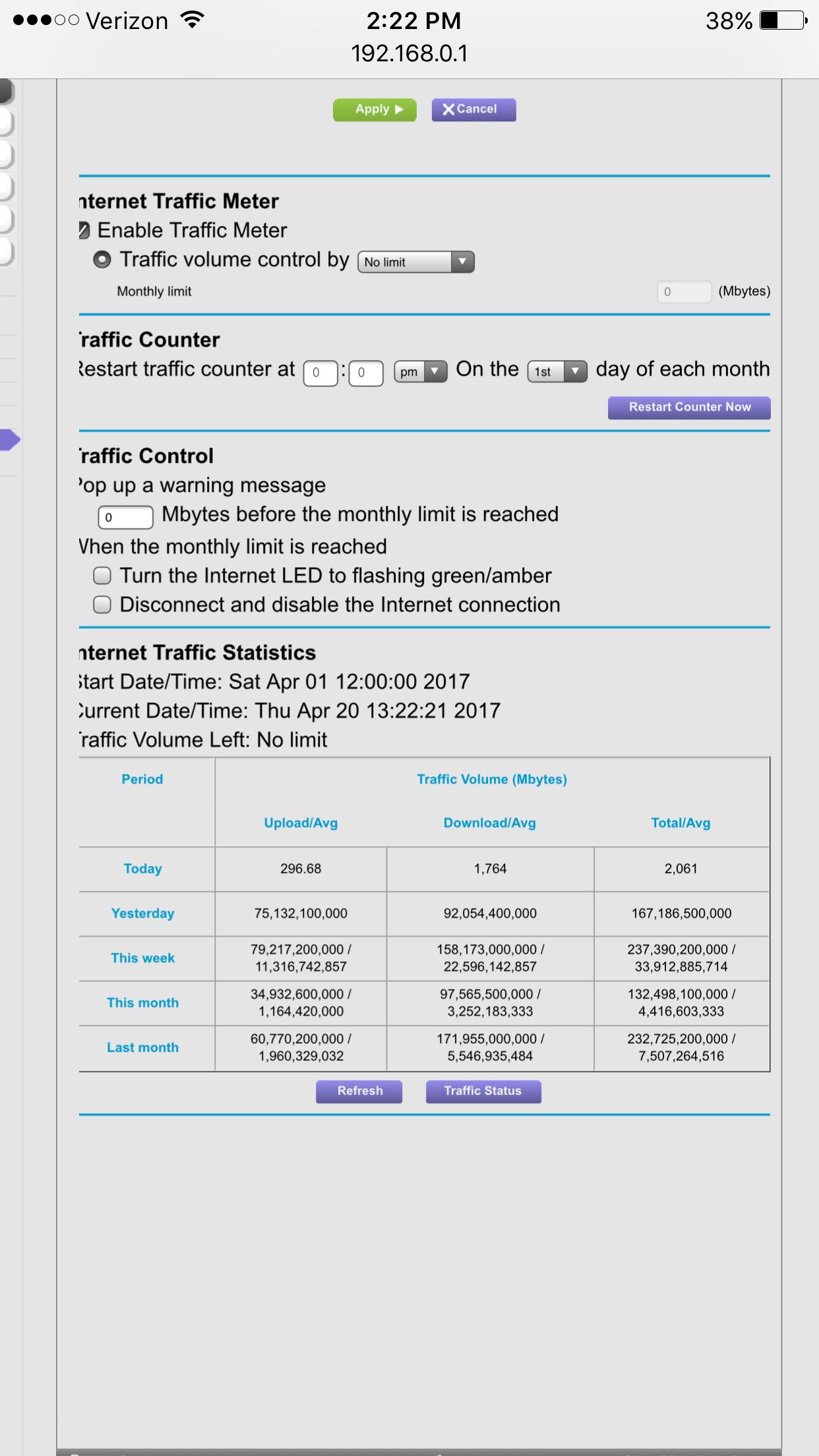 C7000 Very High Internet Traffic stats ( Spectrum ) | NETGEAR Communities