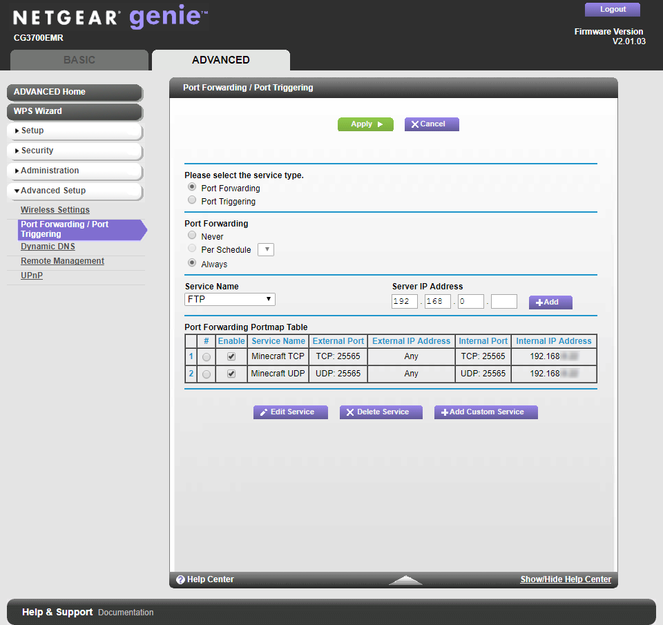 Port Forwarding not working | NETGEAR Communities