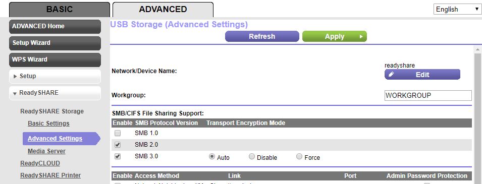ReadySHARE Advanced Settings - SMB protocol controls.PNG