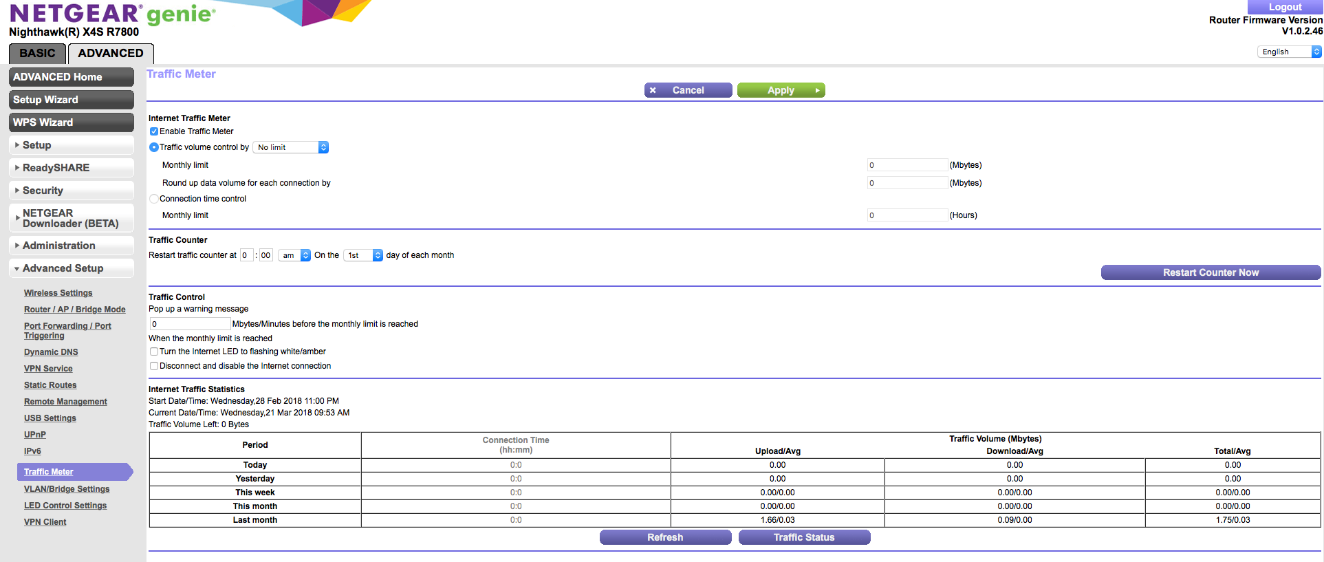 Traffic Meter | NETGEAR Communities