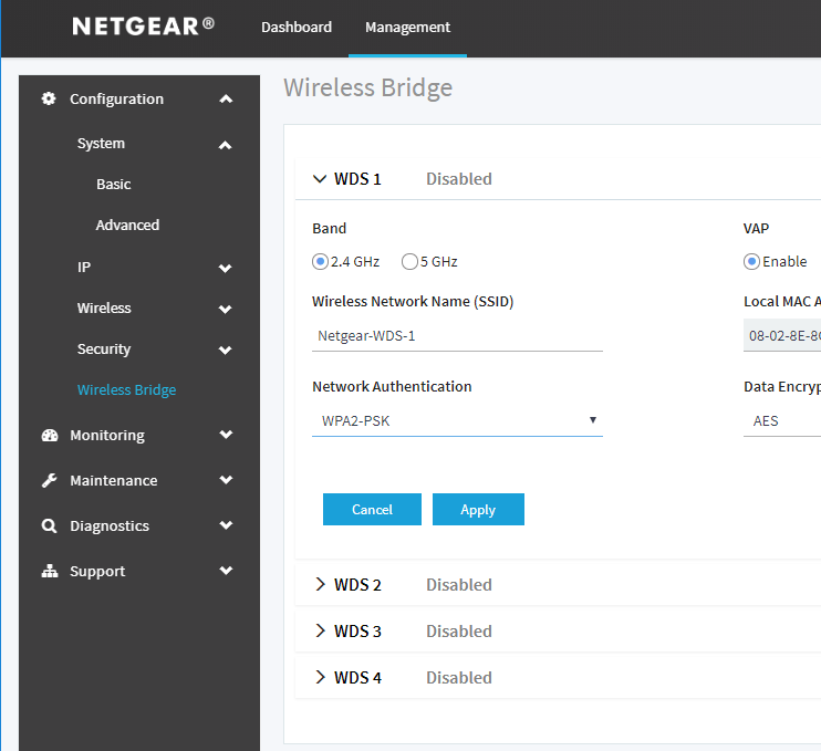 WAC510 Wireless Bridge - Local while Insight Managed.PNG