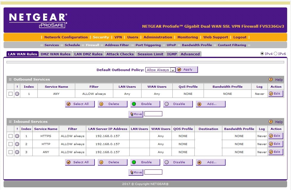 Inbound rules not working FVS336Gv3 | NETGEAR Communities