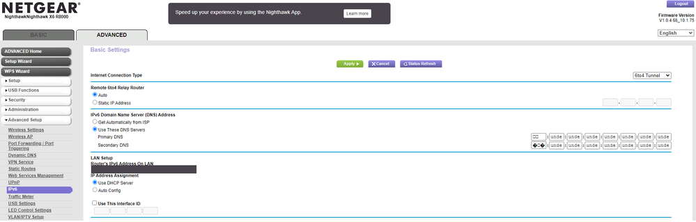 R8000 ipV6 DNS IP firmware issue | NETGEAR Communities