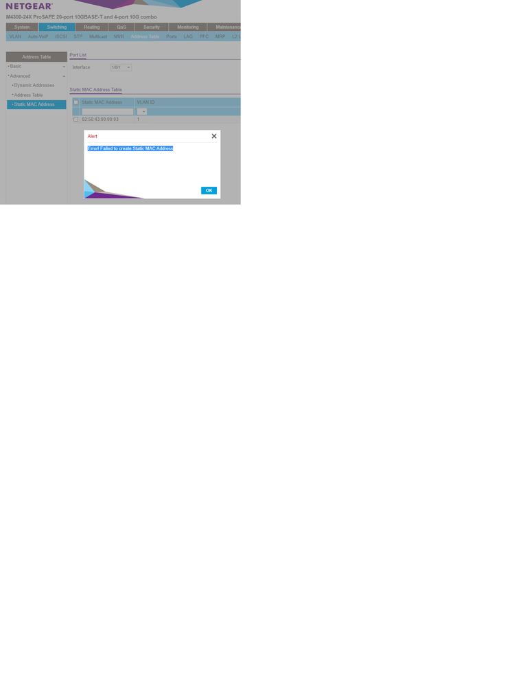 netgear Failed to create Static MAC Address.png
