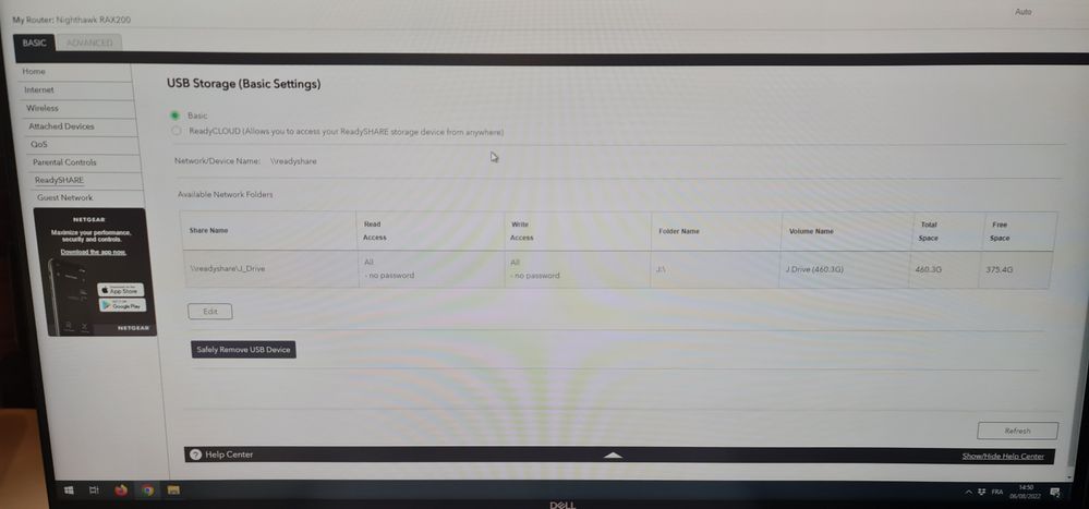 drive name is J 10 min after (I rebooted the router using the GUI once)